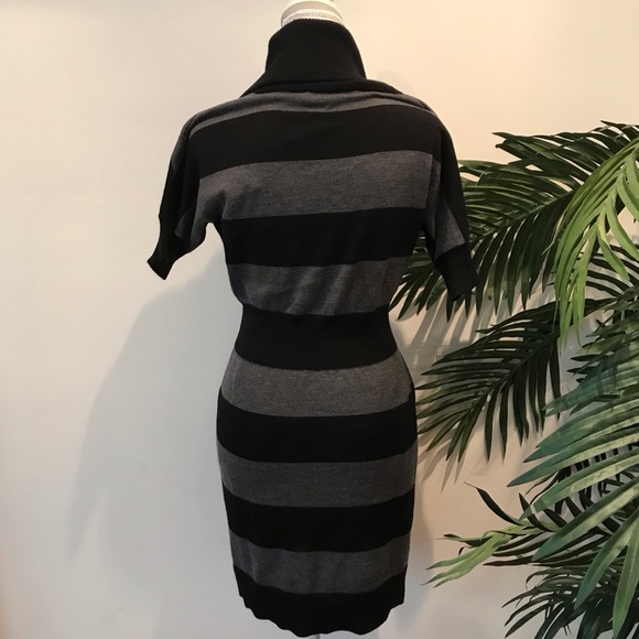 NWT ANN TAYLOR LOFT Black & Gray Sweater Dress XS - Picture 4 of 6